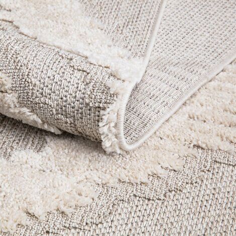 Tapis Bohème Valencia - 80x150 Cm - Gris-Bleu - Motif 3D Relief - Mélange Sisal & Polypropylène - Salon, Chambre, Couloir