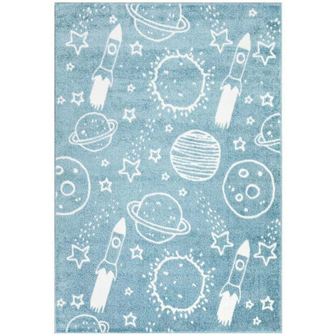 Tapis pour chambre d'enfant Astronaute (Bleu et Blanc - 80x150cm)