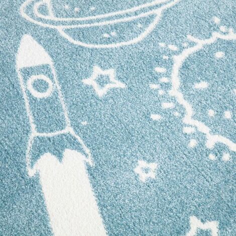 Tapis pour chambre d'enfant Astronaute (Bleu et Blanc - 80x150cm)