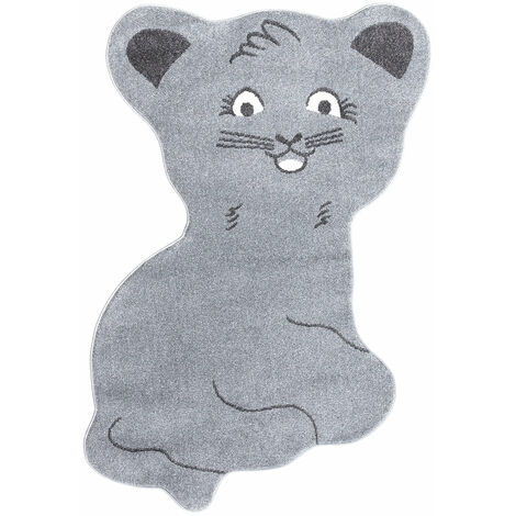Tapis pour chambre d'enfant Forme Chat Gris (100x130cm) (1/5)