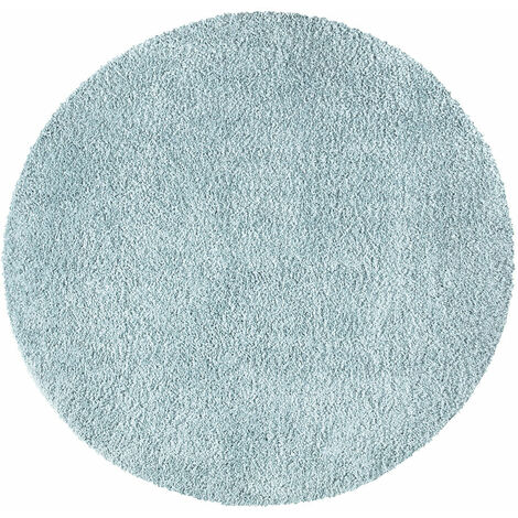Tapis Rond à Poils Longs doux SOFTY, Tapis de Salon, Chambre, Couloir (Bleu Azur - 200x200cm) (1/5)