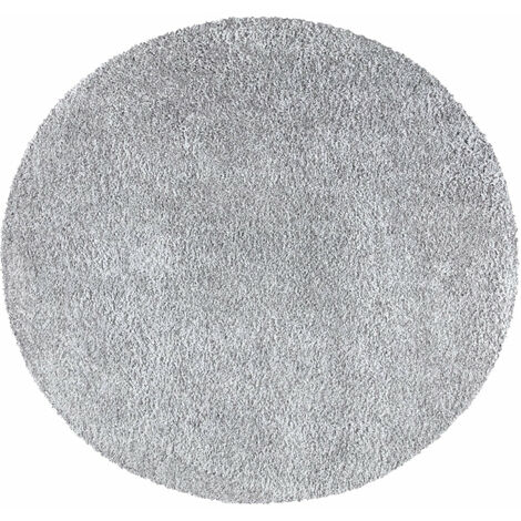 Tapis Rond à Poils Longs doux SOFTY, Tapis de Salon, Chambre, Couloir (Gris Souris - 200x200cm) (1/5)