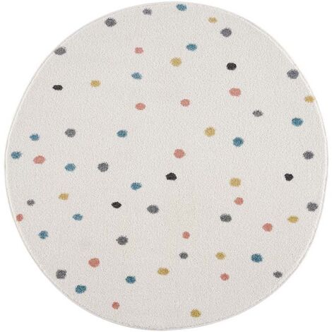 Tapis Rond pour chambre d'enfant Crème motifs Terrazzo (160x160cm)