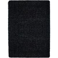Tapis Shaggy Uni Poils Longs Tapis Salon Chambre Couloir (Noir - 100x200cm)