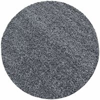 Tapis Rond Shaggy Uni Poils Longs Tapis Salon Chambre (Anthracite - 160x160cm)