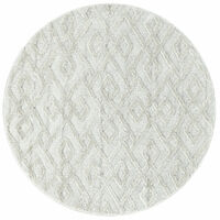 Tapis rond en relief berbère crème 200x200cm – 100% polypropylène – Hauteur 10mm – Densité 2150gr/m2 – Entretien facile – Pisa