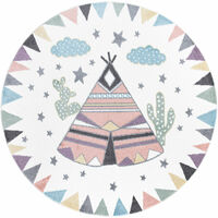 Tapis Rond pour chambre d'enfant TIPI Multicolore (120x120cm)