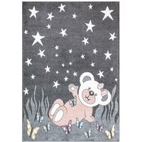 Tapis pour chambre d'enfant Ourson (Gris et Blanc - 80x150cm)