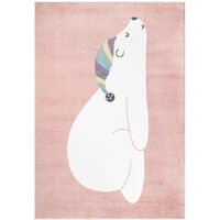 Tapis pour chambre d'enfant Motif Ours Blanc (Rose et Blanc - 80x150cm)
