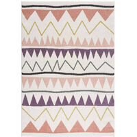 Tapis pour chambre d'enfant Crème Motif Géométrique Rose (140x200cm)