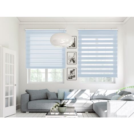 Tenda a Rullo Doppia Strato Oscurante Giorno e Notte, Catenella Laterale,  Tenda Interno Zebra Blinds Grigio, 50 x 150 cm