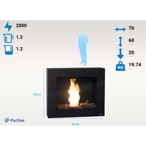 Biocamino Purline Lara 60 A Bioetanolo - Camino Ecologico Con Fiamma Reale E Tronchi Ceramica, 3kW - Foto 6