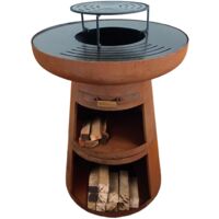 Barbecue rotondo con piastra e griglia in acciaio PURLINE EFP55RCO