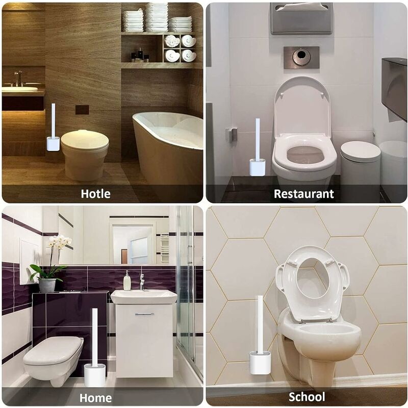 Silikon Toilettenbürste 2er Set XUXRUS Wc Bürste Wandmontage Weiß & Grau und schnell trocknendem Haltersatz für Badezimmer oder Gäste-WC 