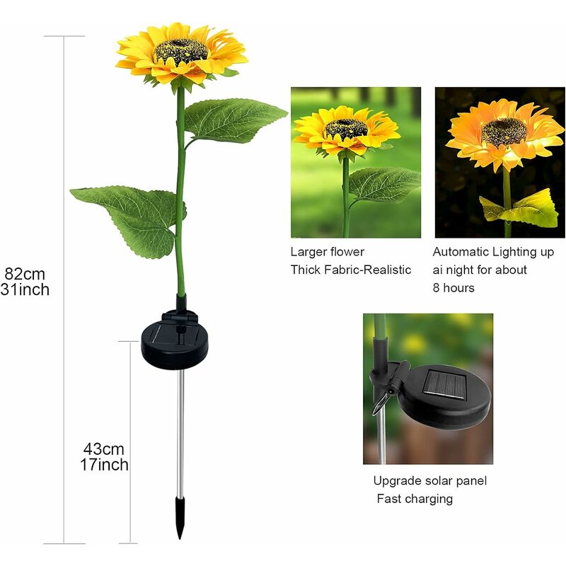 Verbesserte 4 Blumen Solar Sonnenblume Lichter Außendekoration