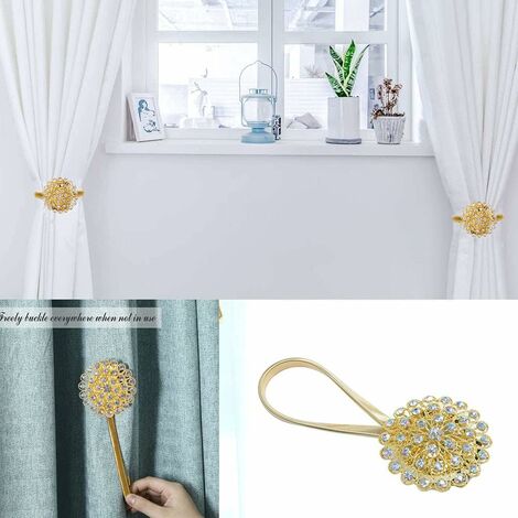 2 Stück Vorhang-Clips, magnetische Vorhang-Raffhalter, magnetische  Seilschnalle, Vorhang, Vorhang-Raffhalter, magnetische Vorhang-Clips,  florale