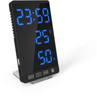 LED-Spiegeluhr Thermometer und Hygrometer elektronischer Wetterwecker in Schwarz und Blau