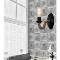 Wandlampe, Wand-Nachttischlampe, Retro-Schlafzimmer-Hängelampe kreative Treppe pastoralen Gang Eisenkunsthanfseillampen (ohne Lichtquelle)