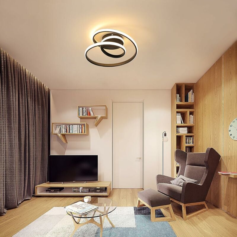 LED Deckenleuchte Modernes Design Warmweiß 3000K Kreis Ringe Deckenlampe  Für Wohnzimmer Schlafzimmer Esszimmer Büro Schwarz