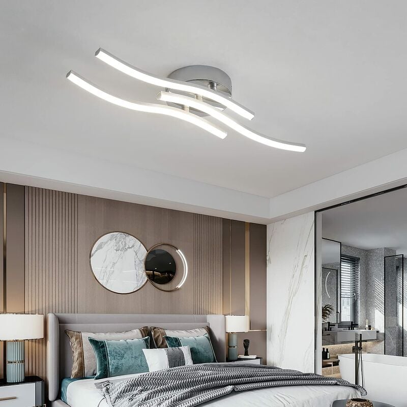 Moderne Led Deckenleuchte Einfache Wellenförmige Deckenlampe 4-Flammig  4.000K Neutralweiß 18W 1.600 lm Lampe led Deckenlampe, für Wohnzimmer,  Schlafzimmer, Küchenflur, Schlafzimmer