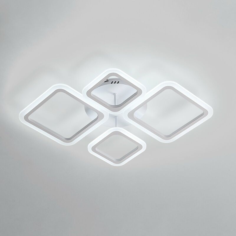LED Deckenlampe,48W Acryl-Deckenlampe,Moderner quadratischer Deckenfluter  mit 70cm Durchmesser für Küche, Wohn- und Schlafzimmer (Kaltweiß 6500K)