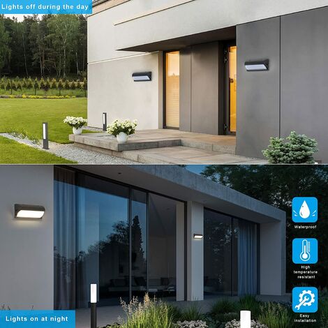 Außenwandleuchte LED Wandlampe Warmweiß 3000K Wasserdicht IP65 Für Eingang  Korridor Hof Garten Terrasse Balkon Garage Schwarz