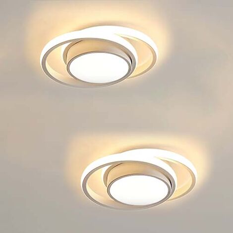 2 Stück LED Modernes Design Büro Rund Für Esszimmer Schlafzimmer 3000K Warmweiß Weiß Deckenleuchte Wohnzimmer Deckenlampe