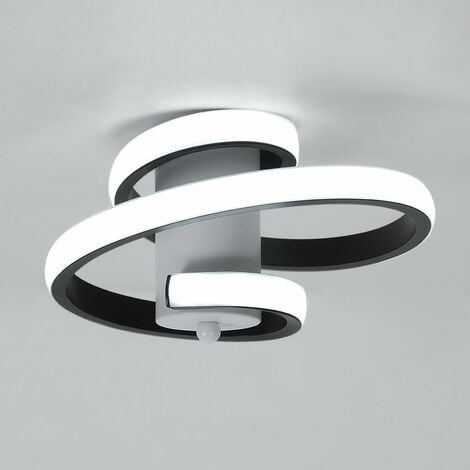 warmweiß Deckenlampe aus Metall in Schwarz 14W LED Deckenleuchte Spirale 