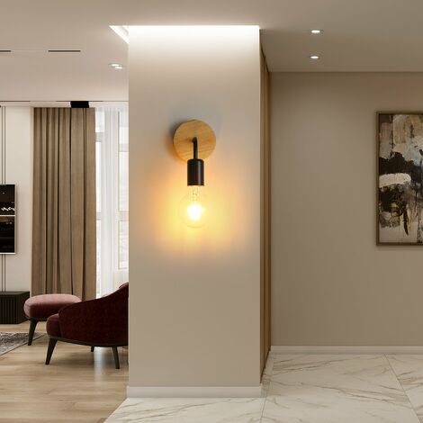 GOECO Vintage Wandleuchte, 2er Pack, Innenwandleuchte aus Holz, für Wohnzimmer, Schlafzimmer, Industriedekor