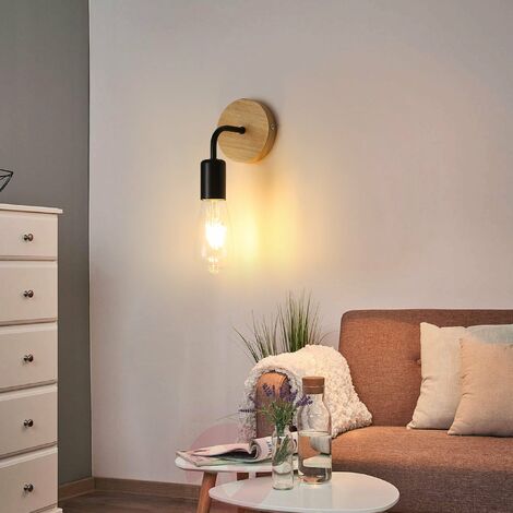 GOECO Vintage Wandleuchte, 2er Pack, Innenwandleuchte aus Holz, für Wohnzimmer, Schlafzimmer, Industriedekor