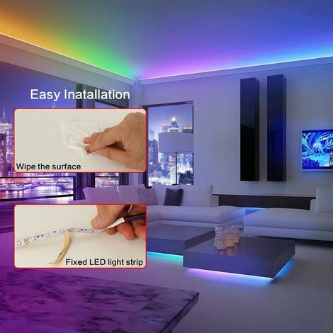 LED-Band 5M, LED Zimmer RGB Leuchtend Flexibel, LED-Streifen Mehrfarbiges  LED-Licht mit Fernbedienung für