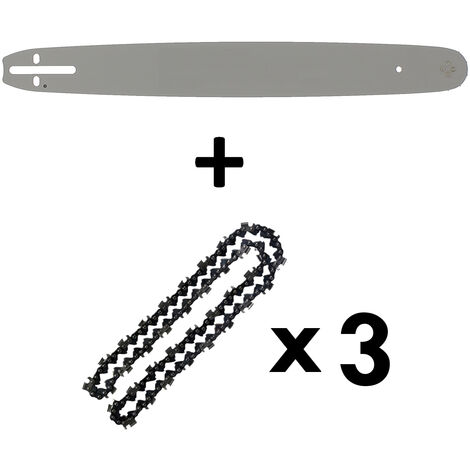 Guía de 18 pulgadas (45 cm) con 3 cadenas de 72 eslabones para motosierras