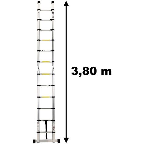 Scala telescopica pieghevole in alluminio - 3,80 metri
