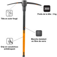 Xforst Piccolo Piccone Da Giardino X-M3A – Testa In Acciaio, Manico In Fibra Di Vetro 40 Cm, Per Aiuole, Campeggio E Sopravvivenza