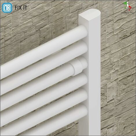 Supports avec pince pour radiateurs sèche-serviettes - Tuyaux Ø22 mm - Capacité 75 Kg - Blanc