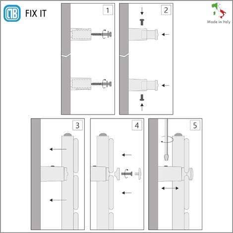 3 supports muraux ABS prêts à installer pour radiateurs sèche-serviettes à tube plat - Section de tube plat taille 10 mm, distance minimale du tube 5 mm - Capacité 90 kg - Blanc - 3 pièces.