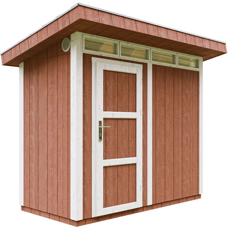 Casetta da Giardino di QUALITÀ PREMIUM 3m²-L161xW294cm-con Pavimento, Tegole Bituminose,Set di Vernici-Costruzione con pannelli LP Smartside-Capanno da giardino - TIMBELA M901- Redwood Red
