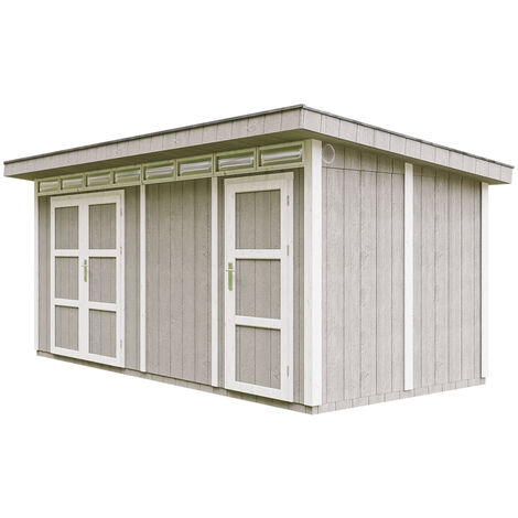 Casetta da Giardino di QUALITÀ PREMIUM 8.52+2.95m²-L530xW279cm-con Pavimento, Tegole Bituminose,Set di Vernici-Costruzione con pannelli LP Smartside - Capanno da giardino - M905C - TUNDRA GREY