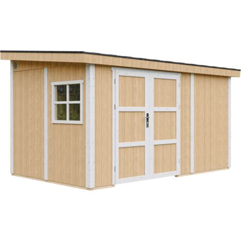 Casetta da giardino di qualità premium 8,68 m² - H231x248x412 cm - Costruzione in pannelli LP Smartside - Senza pavimento e parete laterale - Timbela M939B-HARVEST HONEY
