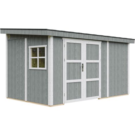 Casetta da giardino di qualità premium 8,68 m² - H231x248x412 cm - Costruzione in pannelli LP Smartside - Senza pavimento e parete laterale - Timbela M939B-CAVERN STEEL