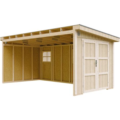 Casetta da giardino di qualità premium 11,47 m² - H231x248x530 cm - Costruzione in pannelli LP Smartside - Senza pavimento e parete laterale - Timbela M940B