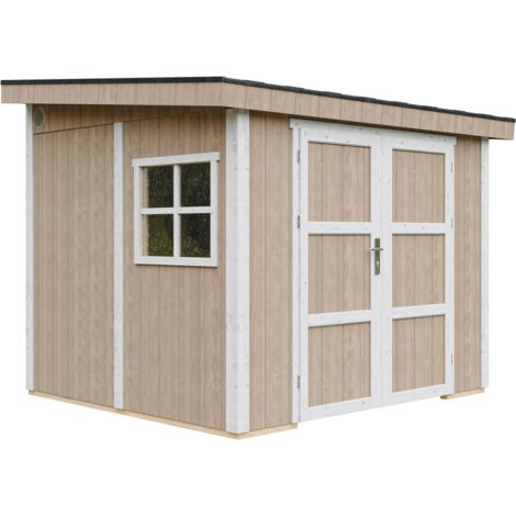 Casetta da giardino di qualità premium 5,9 m² - H231x248x294 cm - Costruzione in pannelli LP Smartside - Senza pavimento e parete laterale - Timbela M938B-TERRA BROWN