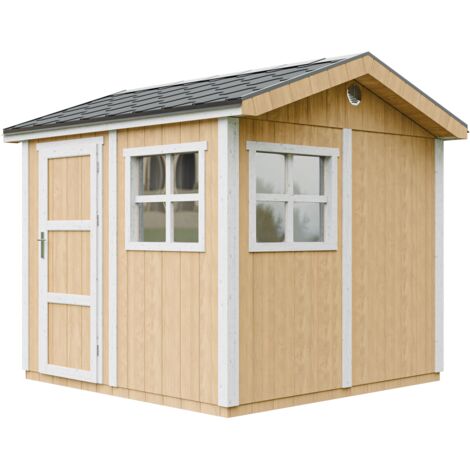 Casetta da giardino di qualità premium 5,9 m² - H252x250x294 cm - Costruzione in pannelli LP Smartside - Con pavimento e Tegole Bituminose - Timbela M913-HARVEST HONEY