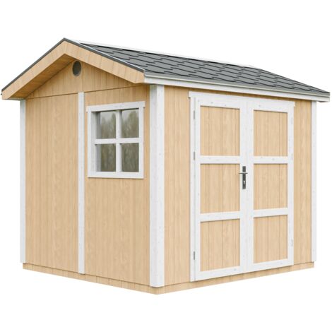 Casetta da giardino di qualità premium 5,9 m² - H252x250x294 cm - Costruzione in pannelli LP Smartside - Con pavimento e Tegole Bituminose - Timbela M913A-HARVEST HONEY