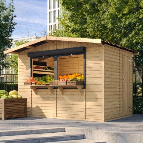 Capanno in Legno, Capanno Espositore in Legno, Chiosco in legno da giardino per bar 263 x 336 cm / 6 m2 - TIMBELA M150Z