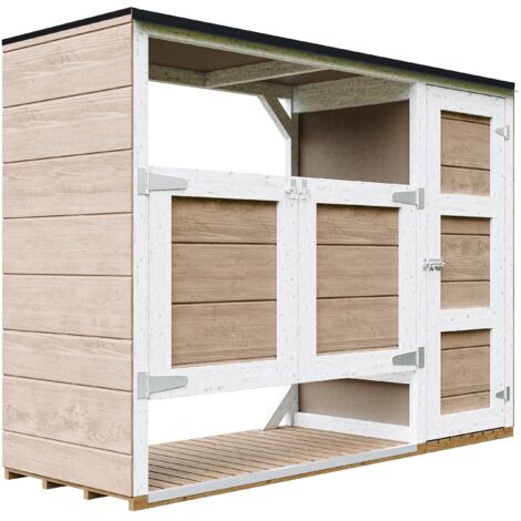 Casetta da giardino per bidoni spazzatura 2x240L – Copri bidoni spazzatura esterno con porte, casetta per attrezzi da giardino per giardini e spazi esterni – Timbela M981A-TERRA BROWN