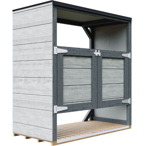 Casetta da giardino per bidoni spazzatura 2x240L – Copri bidoni spazzatura esterno con porte, casetta per attrezzi da giardino per giardini e spazi esterni – Timbela M980A-TUNDRA CAVERN