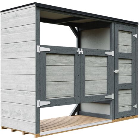 Casetta da giardino per bidoni spazzatura 2x240L – Copri bidoni spazzatura esterno con porte, casetta per attrezzi da giardino per giardini e spazi esterni – Timbela M981A-TUNDRA CAVERN