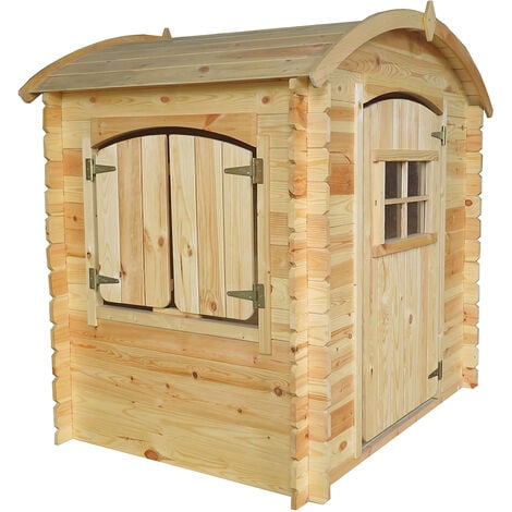TIMBELA M505 Casetta in legno con pavimento in legno - Casetta da giardino per bambini per uso esterno - H145 x 105 x 130 cm, 1,1 m² - Beige