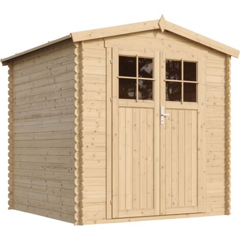 TIMBELA M343F+M343G Casetta da Giardino in Legno per Esterni CON PAVIMENTO TRATTATO con serratura di alta qualità - L216xL206xA218 cm/ 3.53 m2